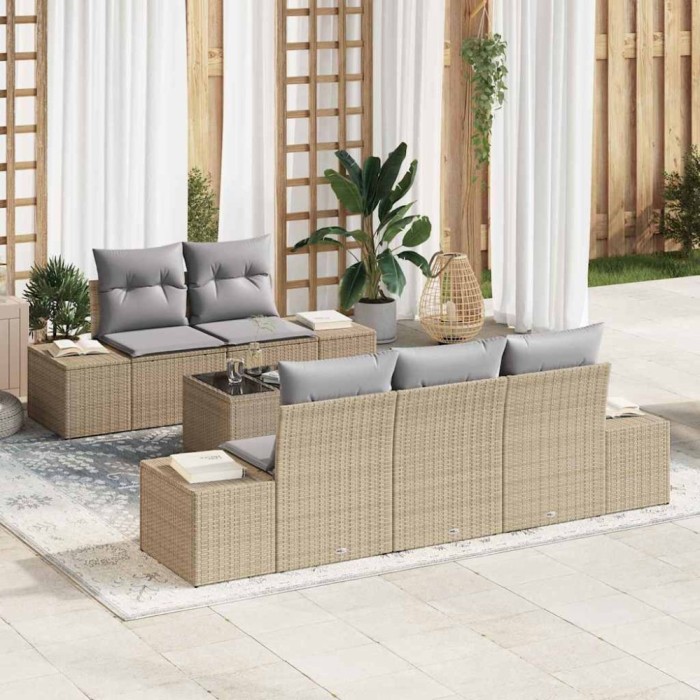 vidaXL Set de canapele pentru grădină 6 pcs Bej și gri 55 x 55 x 37 cm 3355609