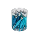 Set 18 globuri de Craciun in forma de stalactite albastre turcoaz, DecorCasa, 9 cm