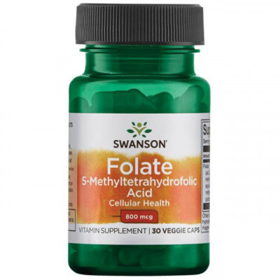 Folate 800 mcg (5-Methyltetrahydrofolic Acid) 30 capsule Swanson foto