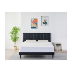 Pat Tapițat Piele Sintetica Negru cod 6610 160x200 cm, Somiera +&nbsp;Saltea&nbsp;160x200