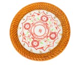 CENTRU DE MASA DECORATIV DIN CERAMICĂ SMĂLȚUITĂ ȘI &Icirc;MPLETITURĂ DIN FIBRE VEGETALE