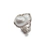 Inel reglabil dama, argint 925 placat rodiu, cu perla baroc alba naturala. Bijuterie de lux, handmade in Italia. Cadou elegant, aniversare