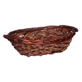 Coș Decorativ, Oval, Material Lemn și Bambus, Culoare Maro, Dimensiuni 39x26x11 cm