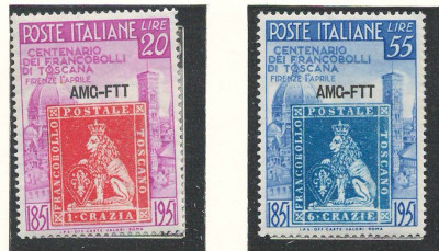 Trieste, Zone A 1951 Mi 139/40 MNH - 100 de ani de timbre foto