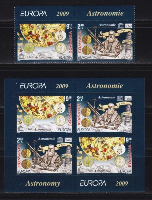 ✅RO 2008 LP 1832+b &amp;quot; Europa 2009 - Astronomie &amp;quot; ,serie + colita 445 II , MNH foto