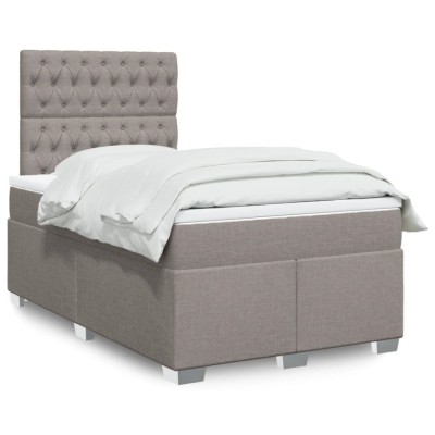 vidaXL Pat box spring cu saltea, gri taupe, 120x200 cm, textil 3292766 foto