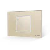 Cumpara ieftin Intrerupator simplu mecanic Luxion auriu cu rama din sticla, standard italian 2/3M