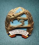 Insigna RSR aviatie Pentru merite in aviatia sportiva