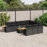 vidaXL Set canapele de grădină cu perne, 11 piese, negru, poliratan 3227182