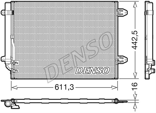 Condensator climatizare AC Denso, VOLKSWAGEN PASSAT (B6/B7), 2005-2014; PASSAT CC, 2008-2012; CC, 05.2015-12.2016; motor 1,6 TDI; 2,0 TDI, aluminiu/