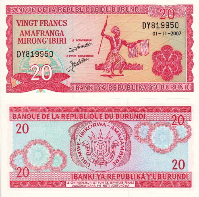 BURUNDI 20 francs 2007 UNC!!!