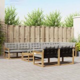 vidaXL Set de canapele de exterior 9 pcs Alb și gri deschis 3388821