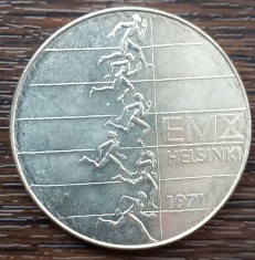 (A481) MONEDA ARGINT FINLANDA - 10 MARKKAA 1971 - CAMPIONATUL EUROPEAN ATLETISM
