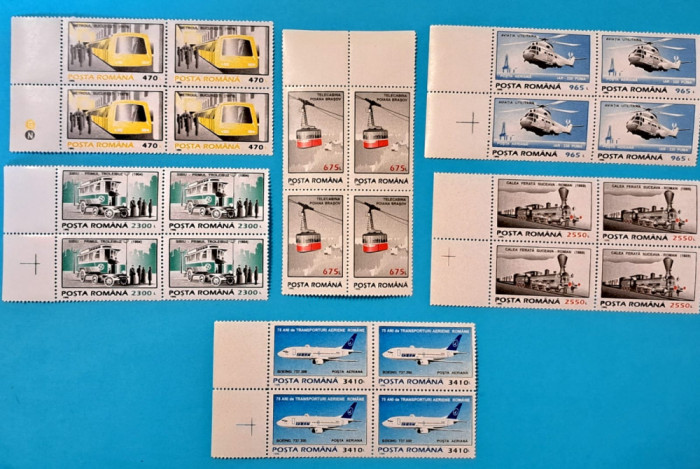 TIMBRE ROMANIA LP1379/1995 -Mijloace de transport I -Bloc de 4 timbre MNH