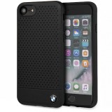 Husa Piele BMW Signature Perforated pentru Apple iPhone 8, Neagra BMHCI8PEBOBK