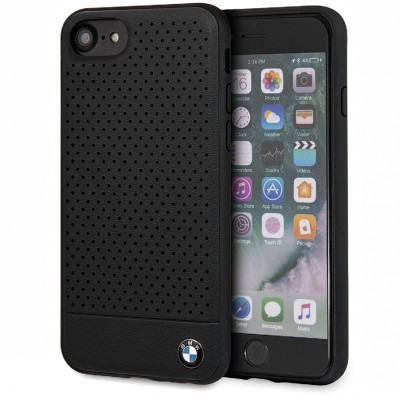 Husa Piele BMW Signature Perforated pentru Apple iPhone 8, Neagra BMHCI8PEBOBK foto