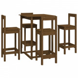 Set mobilier de bar, 5 piese, maro miere, lemn masiv de pin