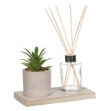 Set Suport Ulei Parfumat, Ghiveci Ceramic și Bete, 7.5x13cm, Multicolor, Oem