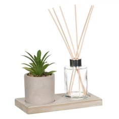 Set Suport Ulei Parfumat, Ghiveci Ceramic și Bete, 7.5x13cm, Multicolor