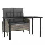 Cumpara ieftin Set mobilier de gradina cu perne, 2 piese, gri, poliratan
