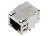 Conector RJ45 soclu ecranat cu diodă LED THT &icirc;n unghi, PIN 8