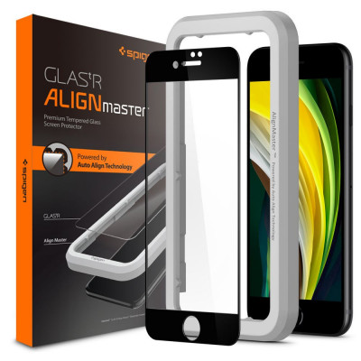 Folie de protectie Spigen Alm Glass FC pentru Apple iPhone 7/8/SE 2020/2022 Negru foto
