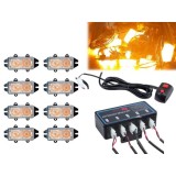 8 x 2 Led 12v Lumina Stroboscopica de Avertizare 20 Moduri Galben