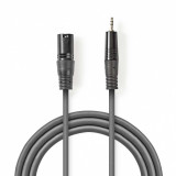 Cablu audio balansat XLR 3 pini la jack stereo 3.5mm T-T 3m, COTH15300GY30, Nedis
