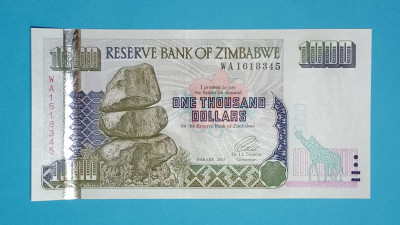 Zimbabwe 1.000 Dollars 2003 &amp;#039;Seria 1994-2004&amp;#039; UNC serie: WA1618345 foto