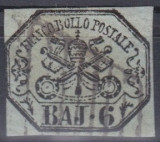 Italy Church State 1852 Coat of arms, 6 BAJ, Mi.7a, used AM.230, Stampilat