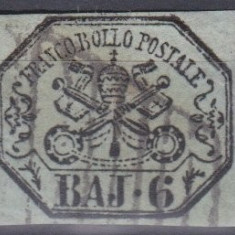 Italy Church State 1852 Coat of arms, 6 BAJ, Mi.7a, used AM.230