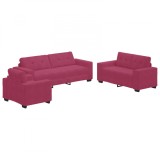 Set canapea 3 piese cu perne, roșu vin, catifea, vidaXL