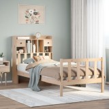 vidaXL Pat cu bibliotecă fără saltea, 75x190 cm, lemn masiv de pin 3321727