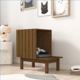 Cumpara ieftin Casă pentru pisici, maro miere, 60x36x60 cm, lemn masiv de pin