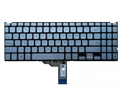 Tastatura Laptop, Asus, VivoBook 15 X512, X512D, X512J, X512JA, X512JP, X512DK, X512FA, X512DA, X512UA, X512UB, cu iluminare, argintie, layout US foto