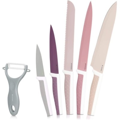 Set 5 cutite de bucatarie, din otel inxoidabil, 1 cutit de curatat din ceramica, Navaris, 48366.06.01 foto