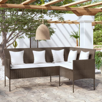 vidaXL Set canapele de grădină, formă L, cu perne, maro, poliratan foto