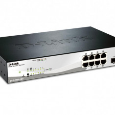 D-link switch dgs-1210-10p 8 porturi gigabit poe 802.3af poe budget78w 2 porturi combo 1000baset/sfp capacity