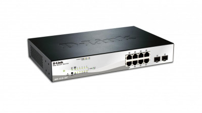 D-link switch dgs-1210-10p 8 porturi gigabit poe 802.3af poe budget78w 2 porturi combo 1000baset/sfp capacity foto