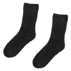șosete Femei, Slipper, Pufoase, Negru, Set 2 Perechi