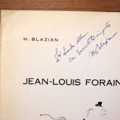 H. Blazian - Jean Louis Forain - dedicatie autograf semnatura - 1931