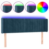 Cumpara ieftin Tablie de pat cu LED, albastru inchis, 147x16x78/88 cm, catifea