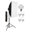 Softbox cu soclu de 4 becuri, trepied reglabil 200 cm, 4 becuri LED de 25W, geanta de transport inclusa