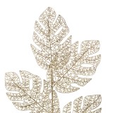 Ramură Decorativă Crăciun, Frunze Late cu Glitter, Aurie, 85cm