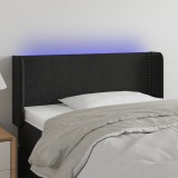 vidaXL Tăblie de pat cu LED, negru, 103x16x78/88 cm, catifea