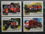 BC589, Mozambic 2016, set colita+serie-masini de pompieri, Nestampilat