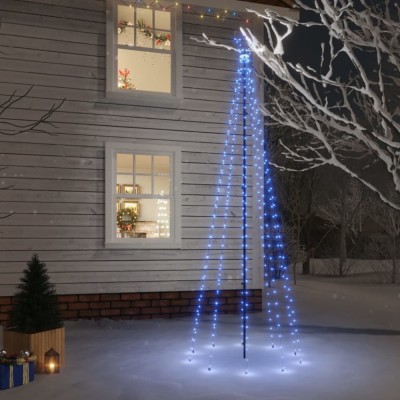 vidaXL Brad de Crăciun, 310 LED-uri albastre, 300 cm, cu țăruș foto