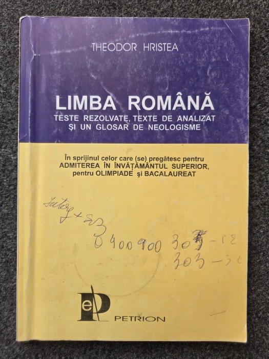 LIMBA ROMANA TESTE REZOLVATE, TEXTE DE ANALIZAT - Theodor Hristea