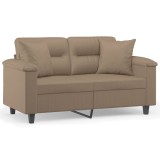 Cumpara ieftin Canapea cu 2 locuri cu pernute, cappuccino, 120 cm, piele eco.