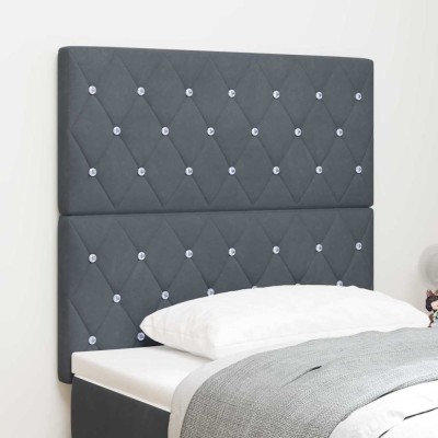 vidaXL Tăblie LED cu lumini cu bandă LED Gri &amp;icirc;nchis 90 cm Catifea 3338349 foto